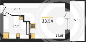 Миниатюра квартира-студия, 23,54кв.м.
