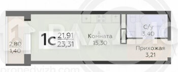 Миниатюра 0к, 7/19 К, Россия, Воронеж, Покровская улица, 19, 23.3 кв.м