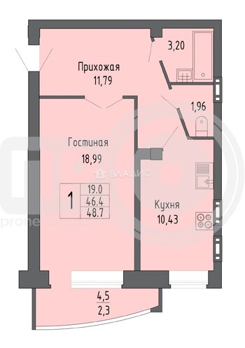 Миниатюра 1к, 10/16 К, Россия, Воронеж, улица Лётчика Филипова, 4, 48.7 кв.м