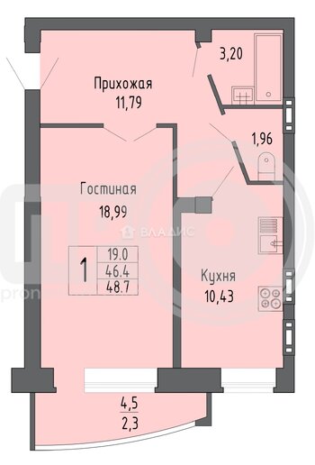 Миниатюра 1к, 13/16 К, Россия, Воронеж, улица Лётчика Филипова, 8, 48.7 кв.м