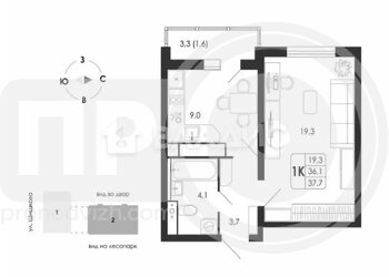 Миниатюра 1к, 6/19 М, Россия, Воронеж, улица Загоровского, 3/1, 37.7 кв.м