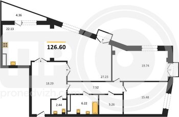 Миниатюра 3-комнатная квартира, 126.6кв.м