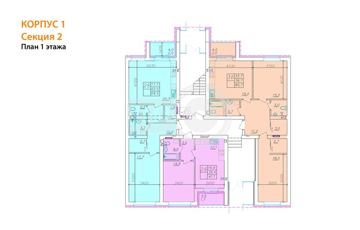 2-комнатная квартира, 80.6кв.м