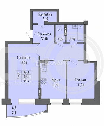 Миниатюра 2к, 3/16 К, Россия, Воронеж, улица Лётчика Филипова, 4, 62.5 кв.м