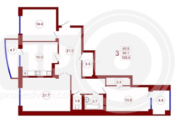 Миниатюра 3к, 4/16 К, Россия, Воронеж, улица Лётчика Филипова, 4, 103 кв.м