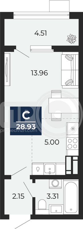 9-комнатная квартира, 28.93кв.м