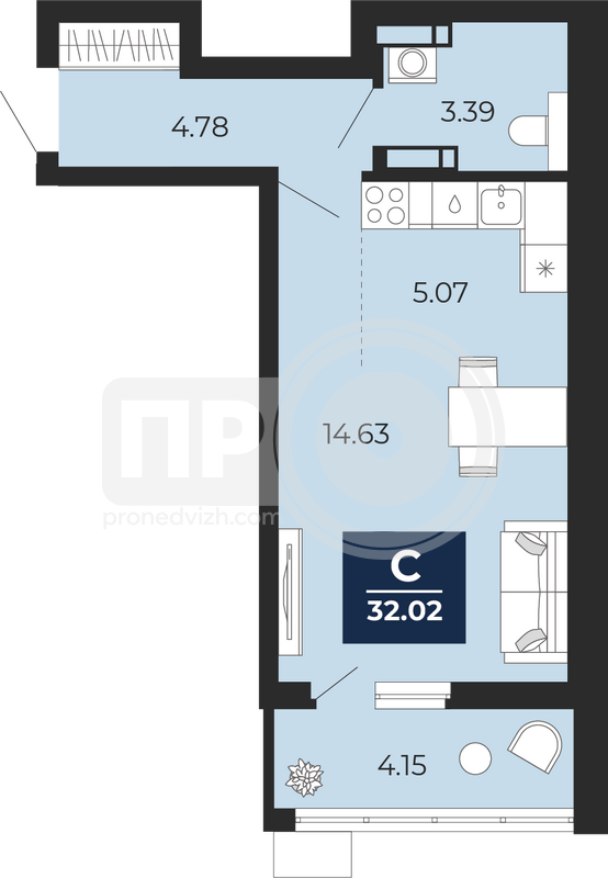 9-комнатная квартира, 32.02кв.м