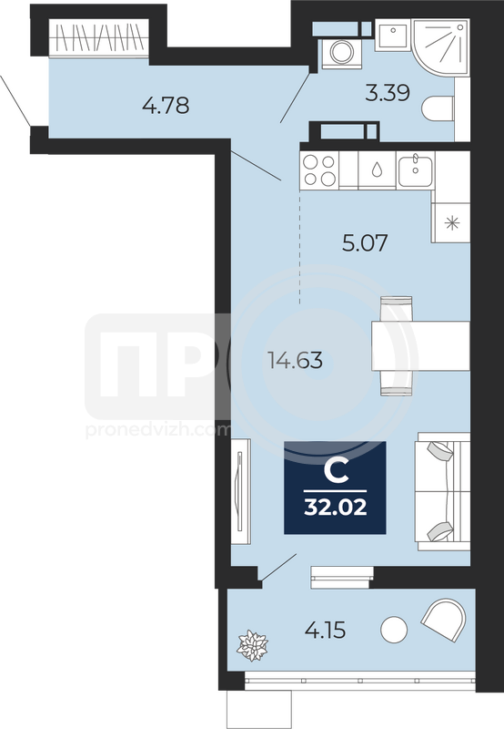 9-комнатная квартира, 32.02кв.м