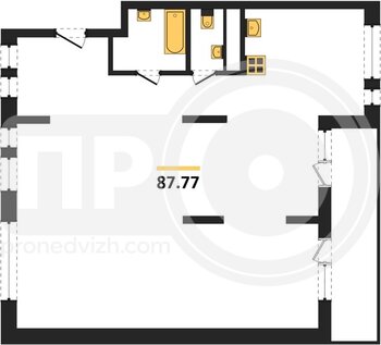 Миниатюра 3-комнатная квартира, 87.77кв.м