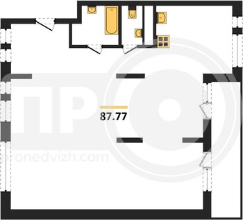 Миниатюра 3-комнатная квартира, 87.77кв.м