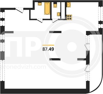 Миниатюра 3-комнатная квартира, 87.49кв.м