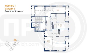 Миниатюра 1-комнатная квартира, 43.77кв.м