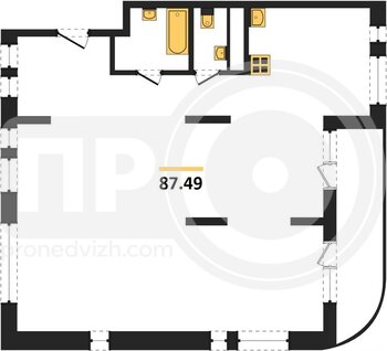 Миниатюра 3-комнатная квартира, 87.49кв.м