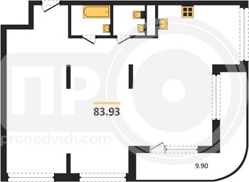 Миниатюра 3-комнатная квартира, 83.93кв.м