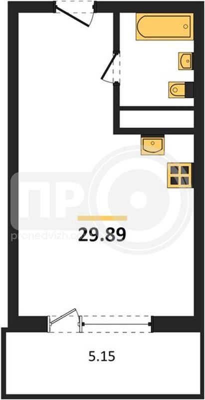 квартира-студия, 29,89кв.м.