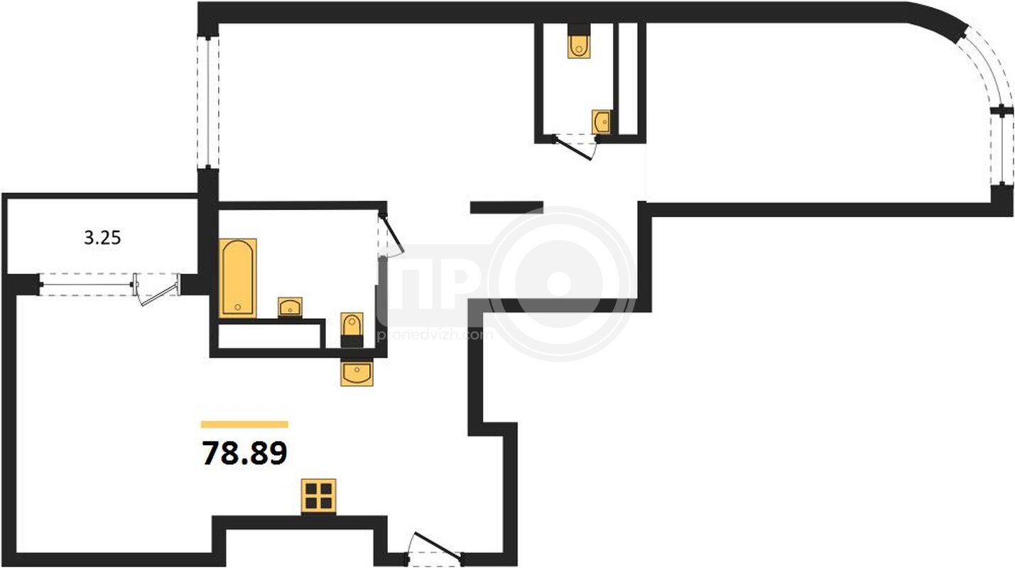 2-комнатная квартира, 78.89кв.м