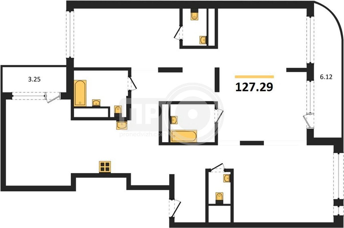 3-комнатная квартира, 127.29кв.м