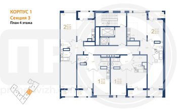 Миниатюра 2-комнатная квартира, 65.41кв.м