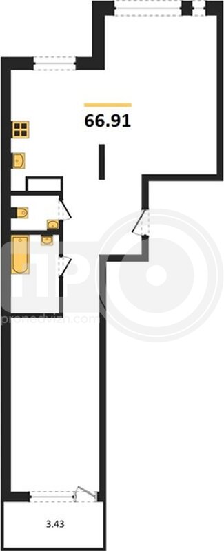 2-комнатная квартира, 67.19кв.м