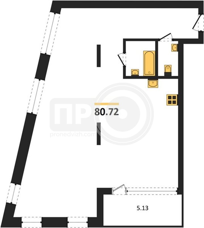 2-комнатная квартира, 80.72кв.м