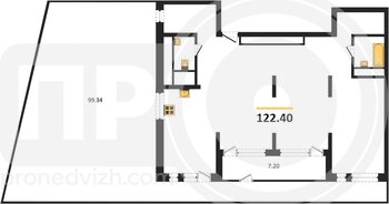 Миниатюра 2-комнатная квартира, 122.4кв.м