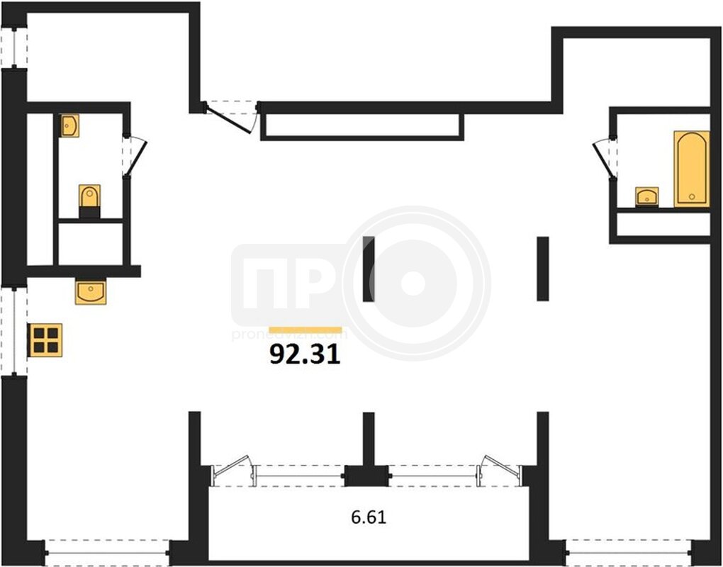 2-комнатная квартира, 92.31кв.м