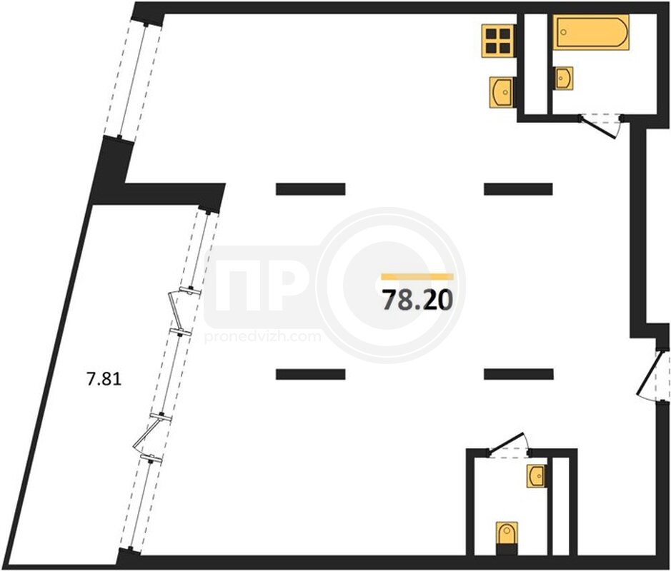 2-комнатная квартира, 78.2кв.м