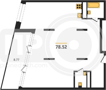 Миниатюра 2-комнатная квартира, 78.52кв.м