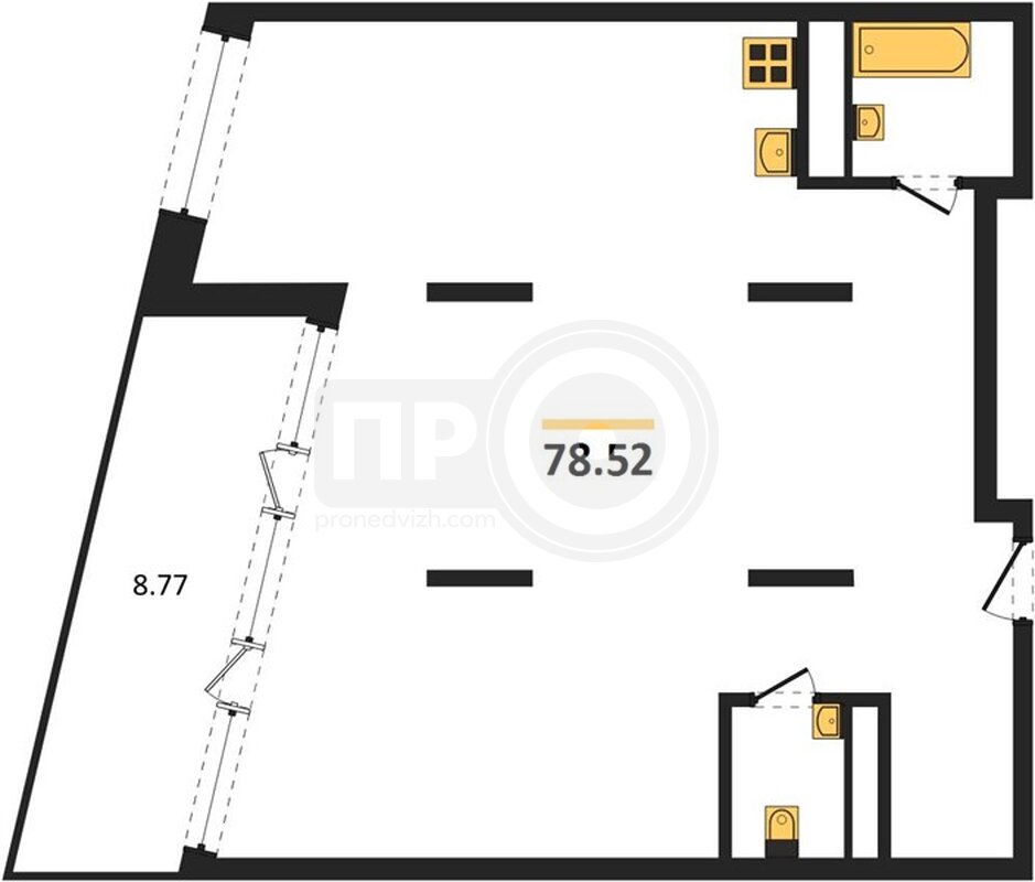 2-комнатная квартира, 78.52кв.м