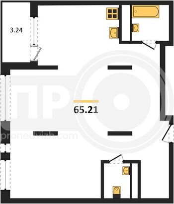 Миниатюра 2-комнатная квартира, 65.21кв.м