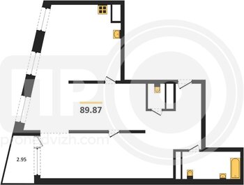 Миниатюра 2-комнатная квартира, 89.87кв.м