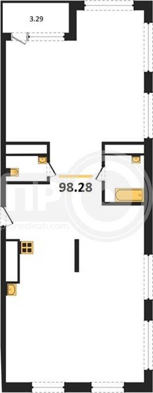 3-комнатная квартира, 98.28кв.м