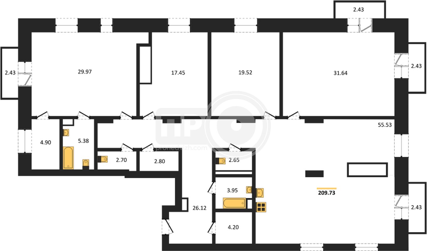 4-комнатная квартира, 209.73кв.м