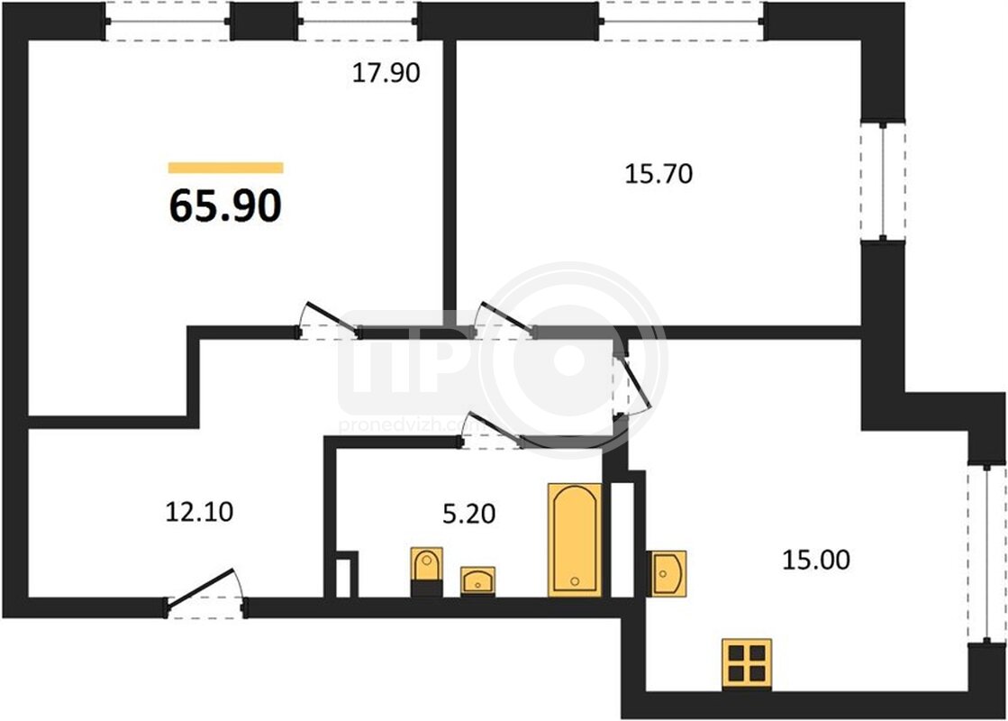 2-комнатная квартира, 65.9кв.м