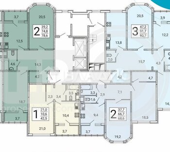 Миниатюра 2к, 5/20 М, Россия, Воронеж, улица Артамонова, 34Ж, 68.6 кв.м