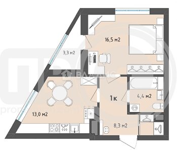 Миниатюра 1к, 2/13 К, Россия, Воронеж, бульвар Содружества, 1, 43.9 кв.м