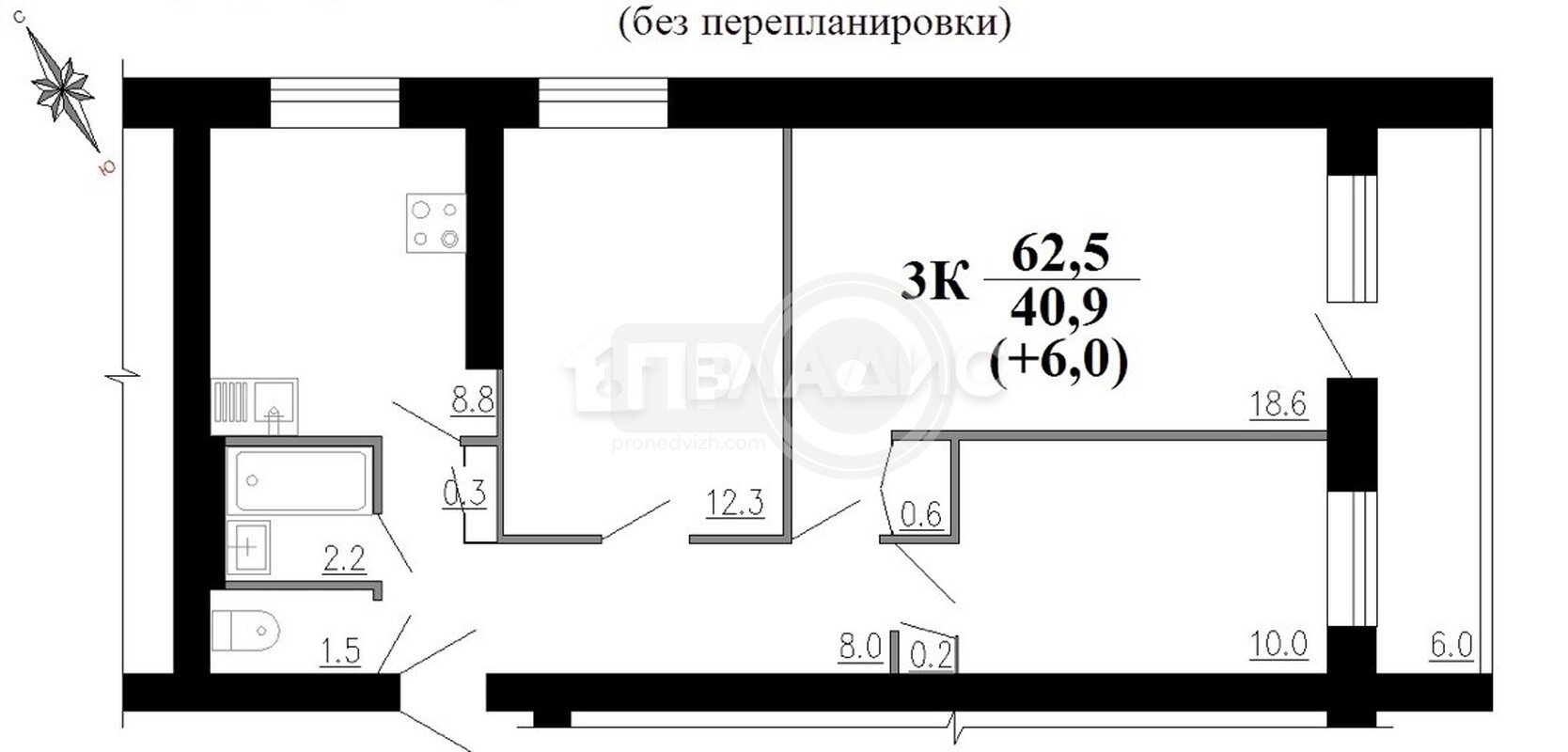 3к, 7/12 К, Россия, Воронеж, Средне-Московская улица, 3, 62.5 кв.м