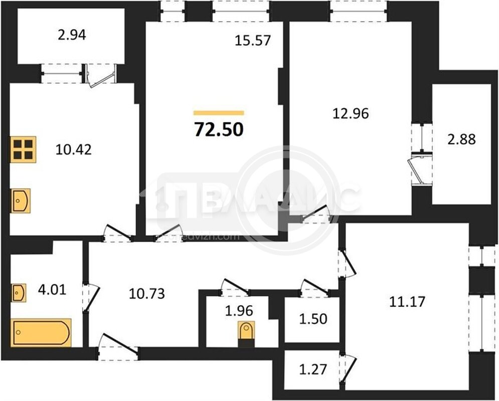 3к, 14/18 М, Россия, Воронеж, улица Славы, 9, 72.5 кв.м