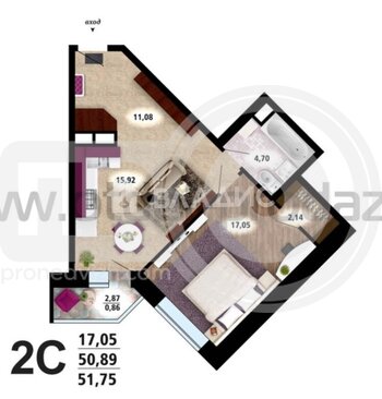 Миниатюра 1к, 11/20 К, Россия, Воронеж, Московский проспект, 52, 50 кв.м
