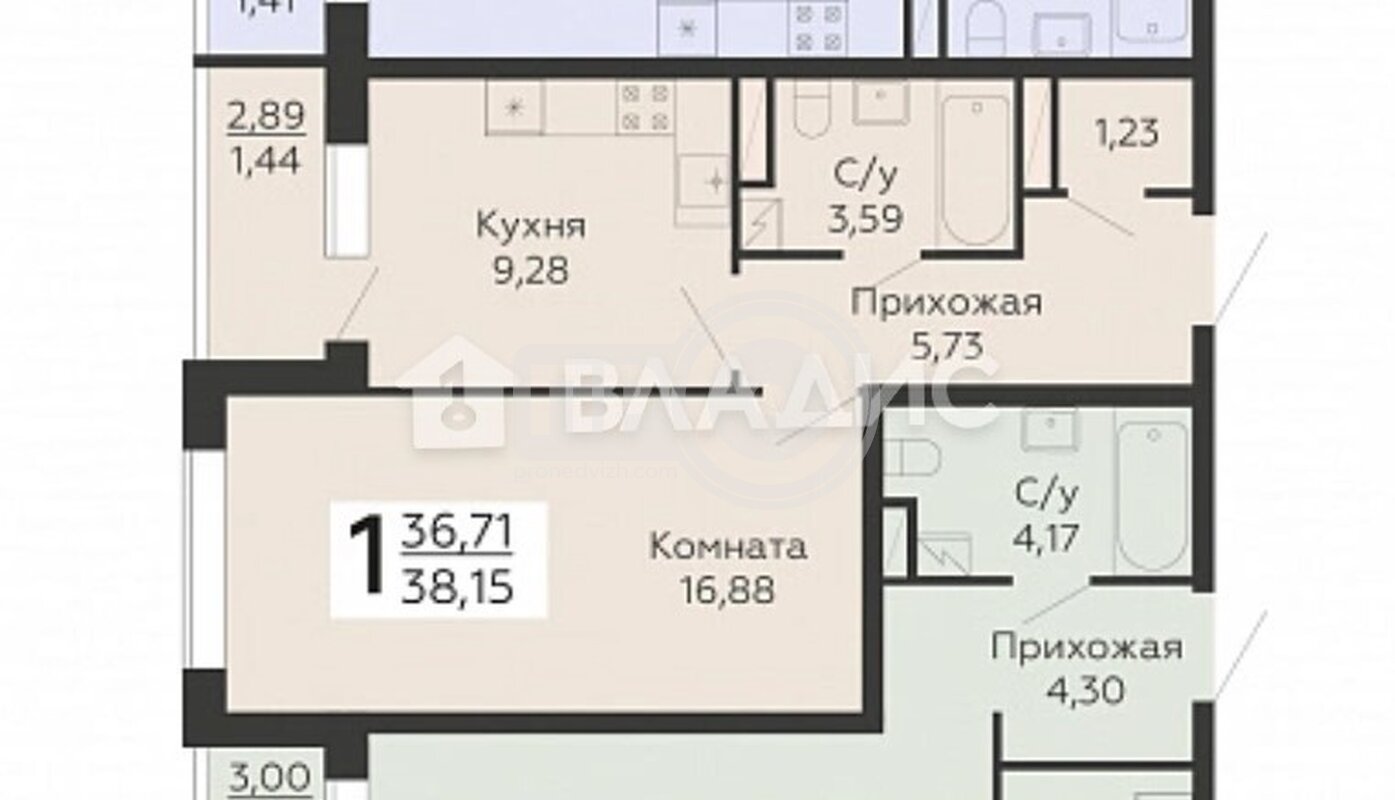 1к, 8/19 М, Россия, Воронеж, Покровская улица, 17к4, 36.1 кв.м