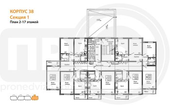 Миниатюра 1-комнатная квартира, 37.9кв.м