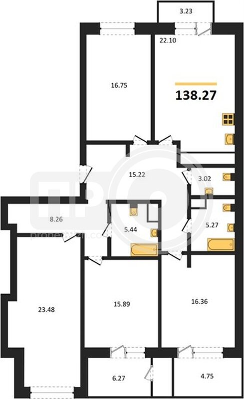 4-комнатная квартира, 138.27кв.м