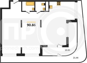 Миниатюра 3-комнатная квартира, 90.86кв.м