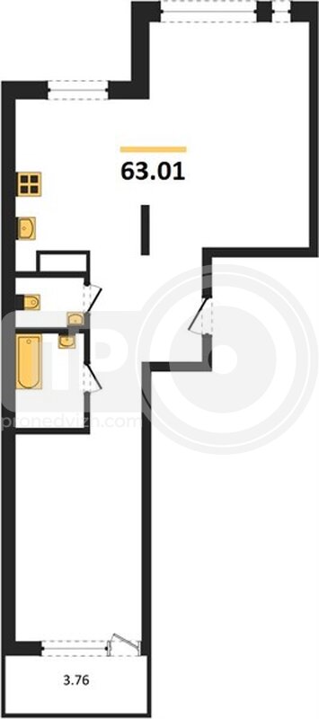 2-комнатная квартира, 63.01кв.м