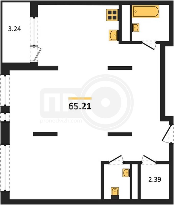 2-комнатная квартира, 65.21кв.м