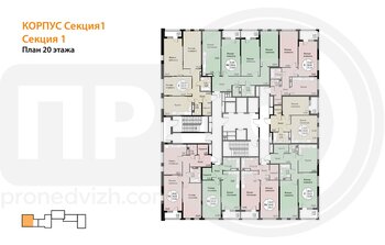 Миниатюра 2-комнатная квартира, 77.46кв.м