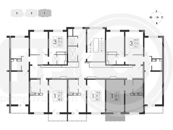 Миниатюра 1-комнатная квартира, 38.1кв.м
