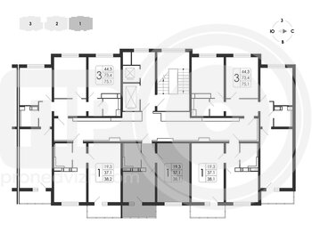 Миниатюра 1-комнатная квартира, 38.1кв.м