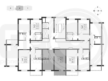 Миниатюра 1-комнатная квартира, 38.2кв.м