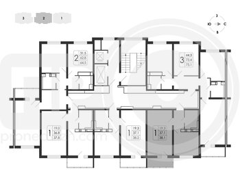 Миниатюра 1-комнатная квартира, 38.1кв.м